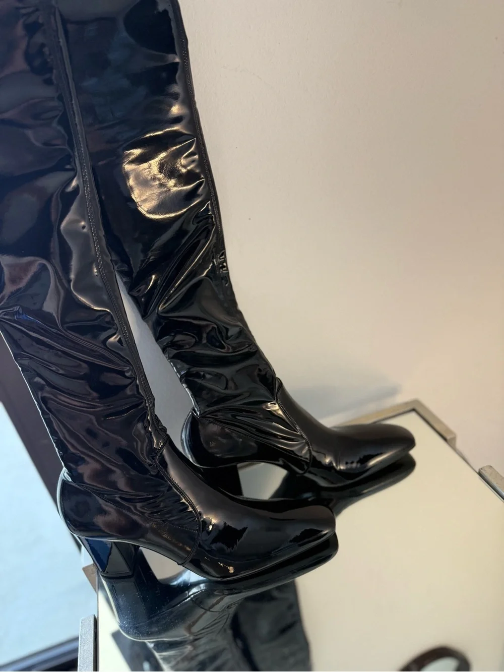 New Saint Laurent Betty Vinyl Over-The-Knee Boots $2,150 41